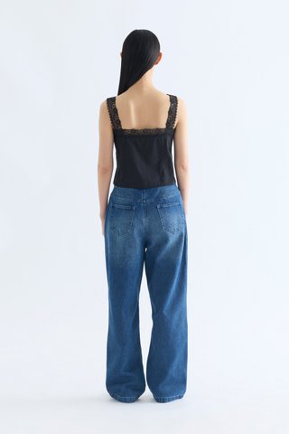 Colette Lace Square Neck Pintuck Top