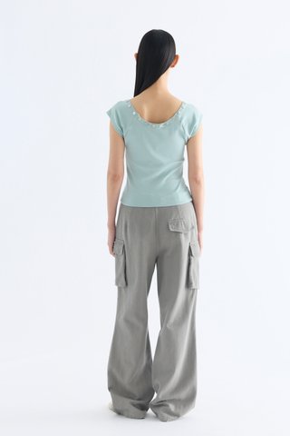 Sara Buttoned Cap Sleeve Top