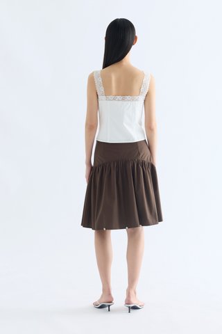 Colette Lace Square Neck Pintuck Top
