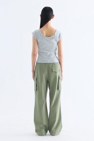Sara Buttoned Cap Sleeve Top
