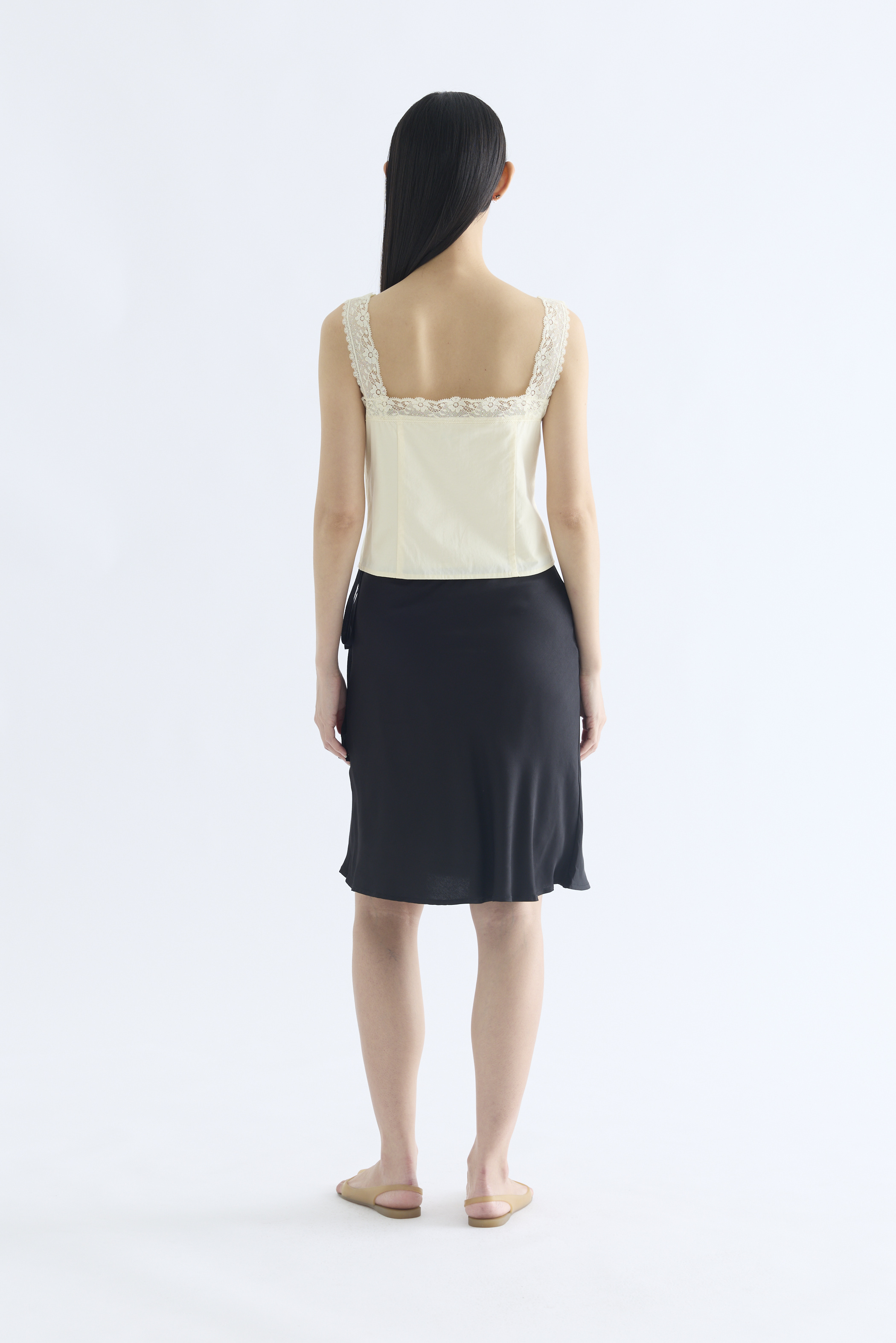 Colette Lace Square Neck Pintuck Top