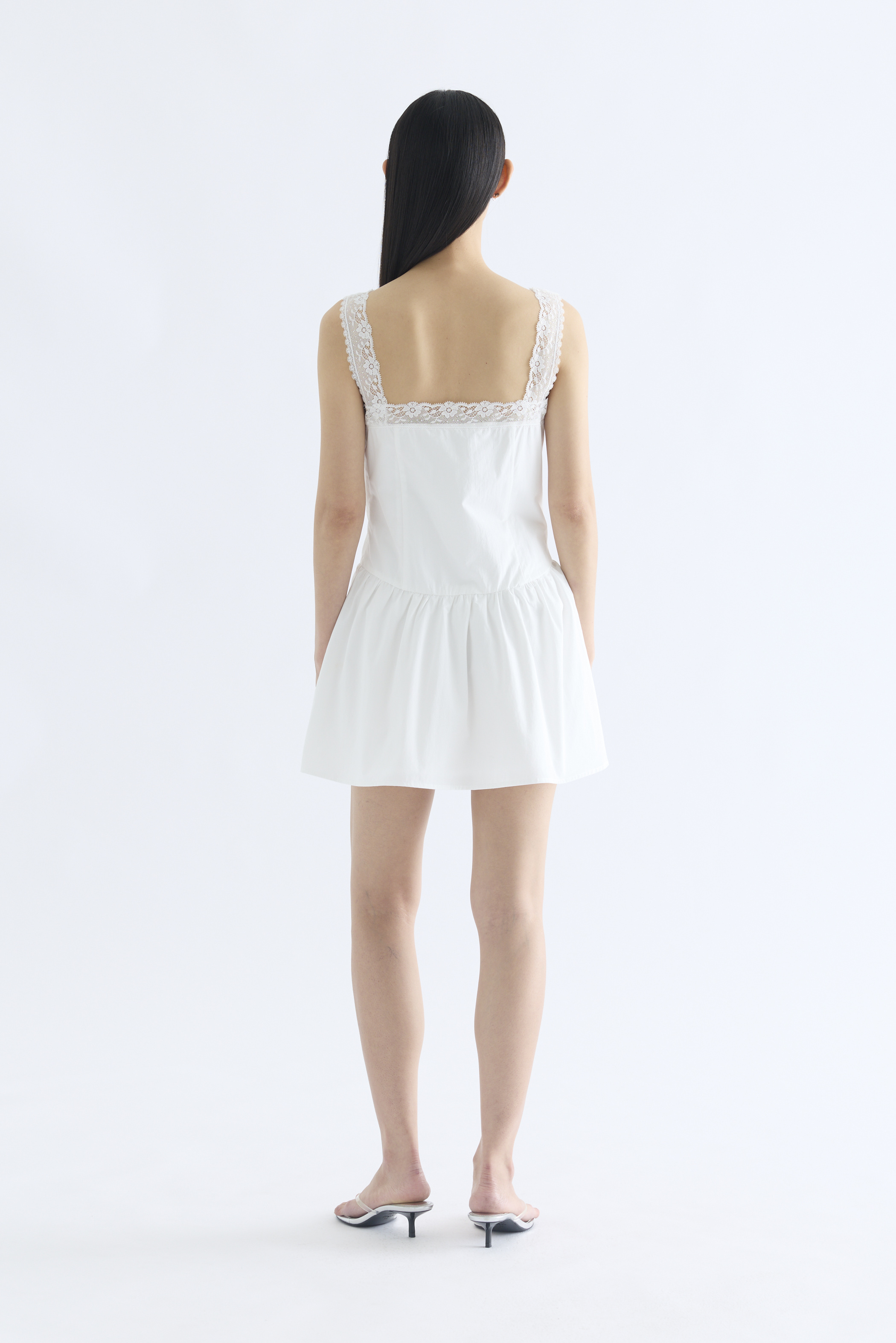 Ellis Lace Square Neck Pintuck Dress