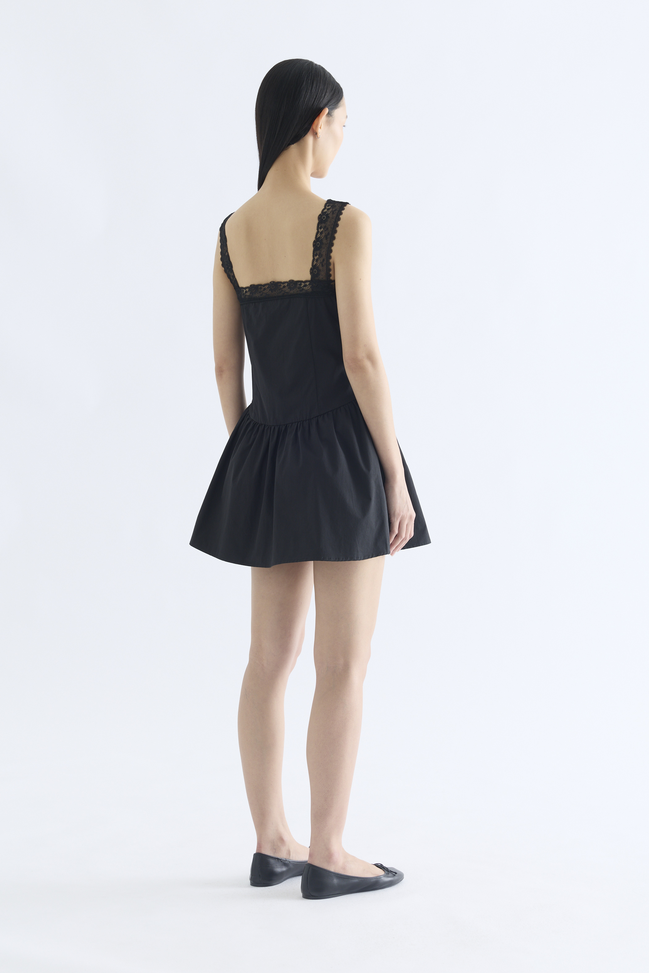 Ellis Lace Square Neck Pintuck Dress