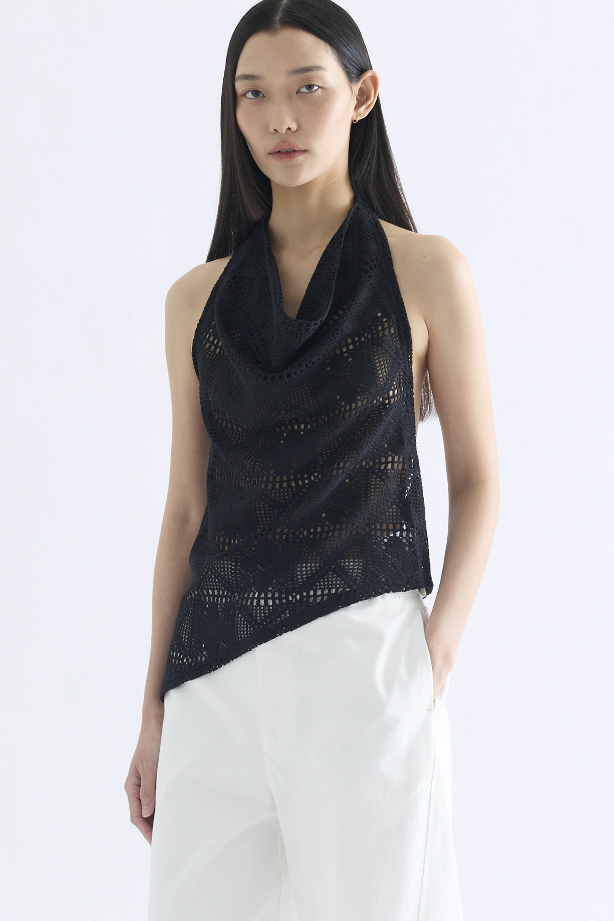 Nelle Lace Cowl Halter Top