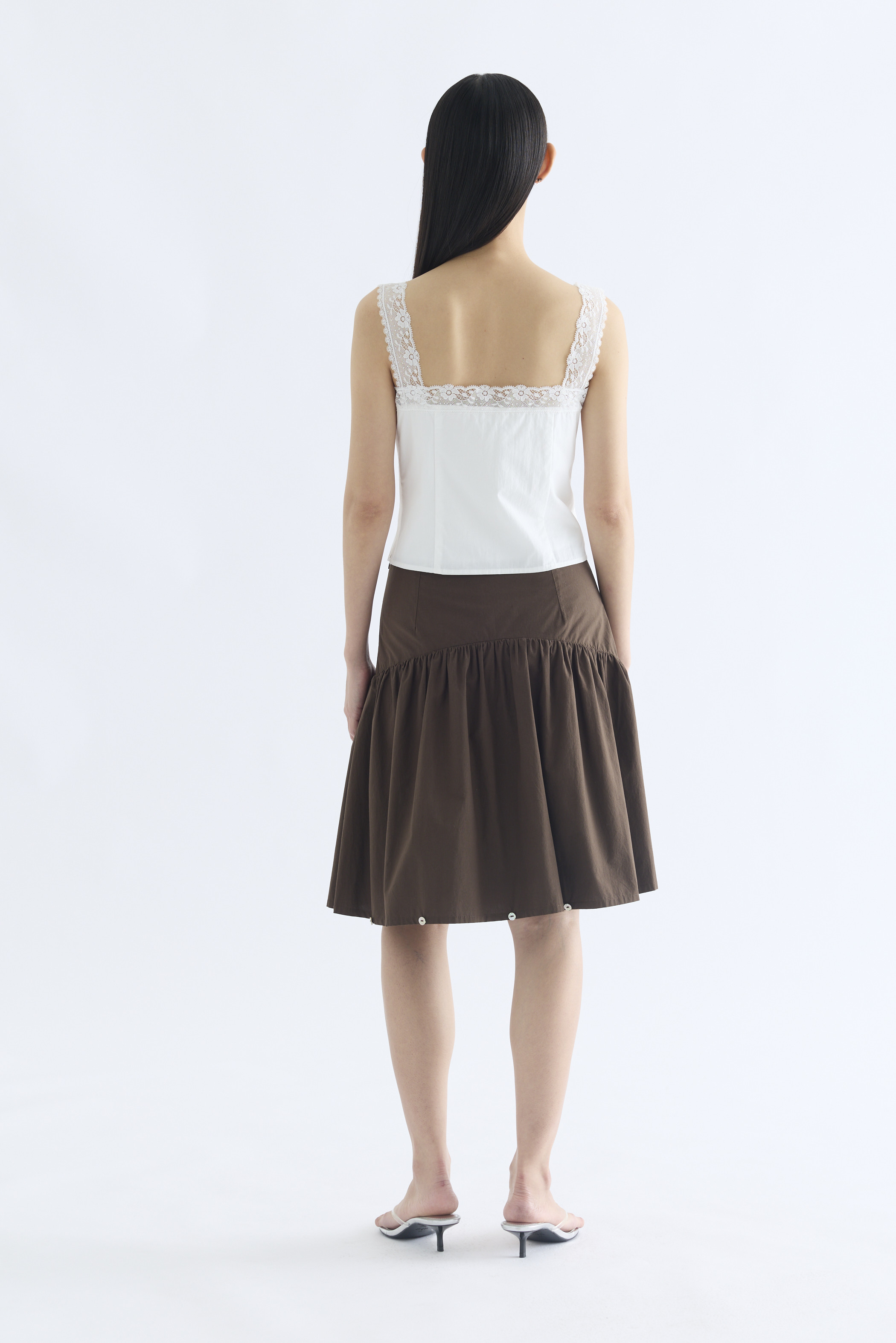Colette Lace Square Neck Pintuck Top