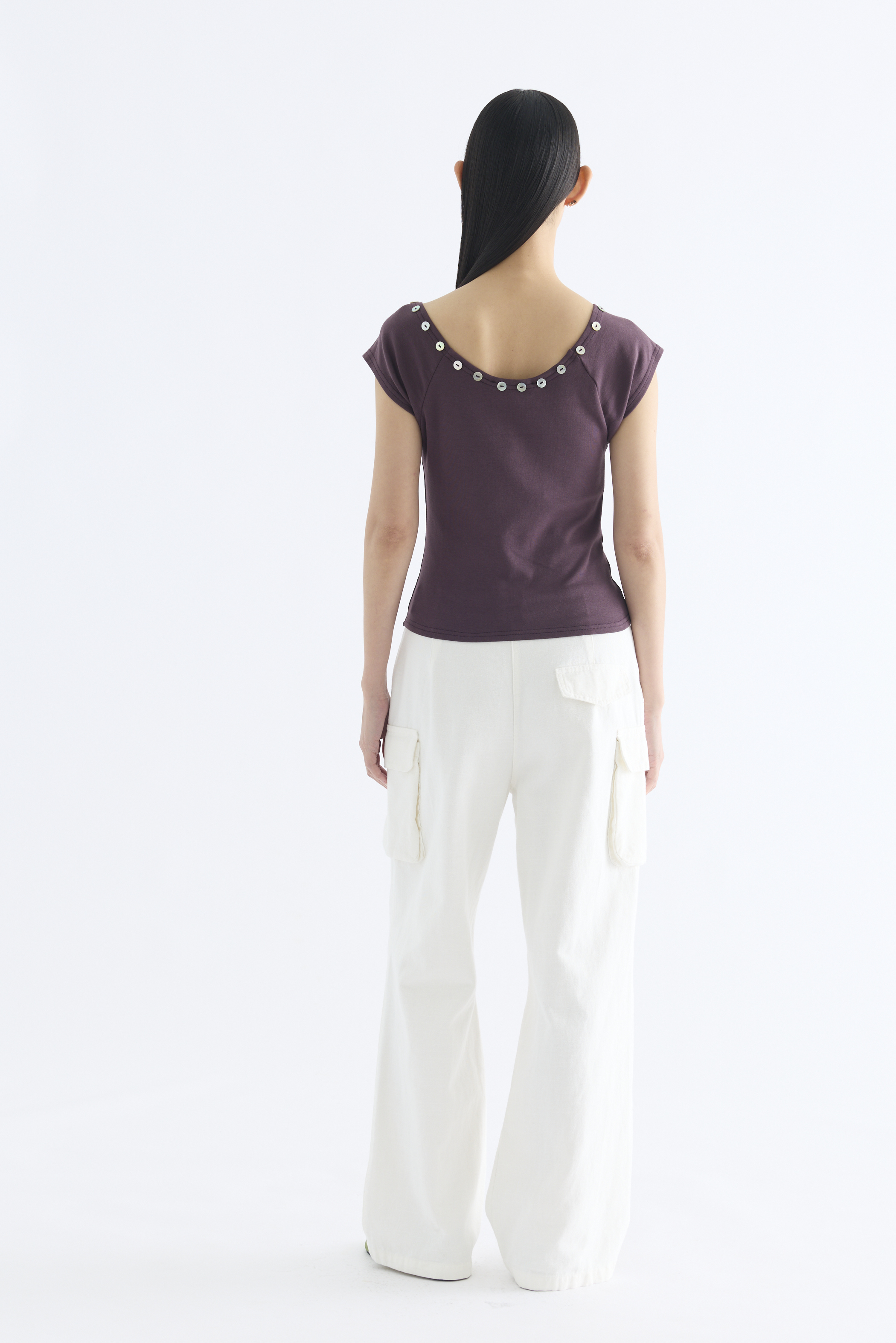 Sara Buttoned Cap Sleeve Top