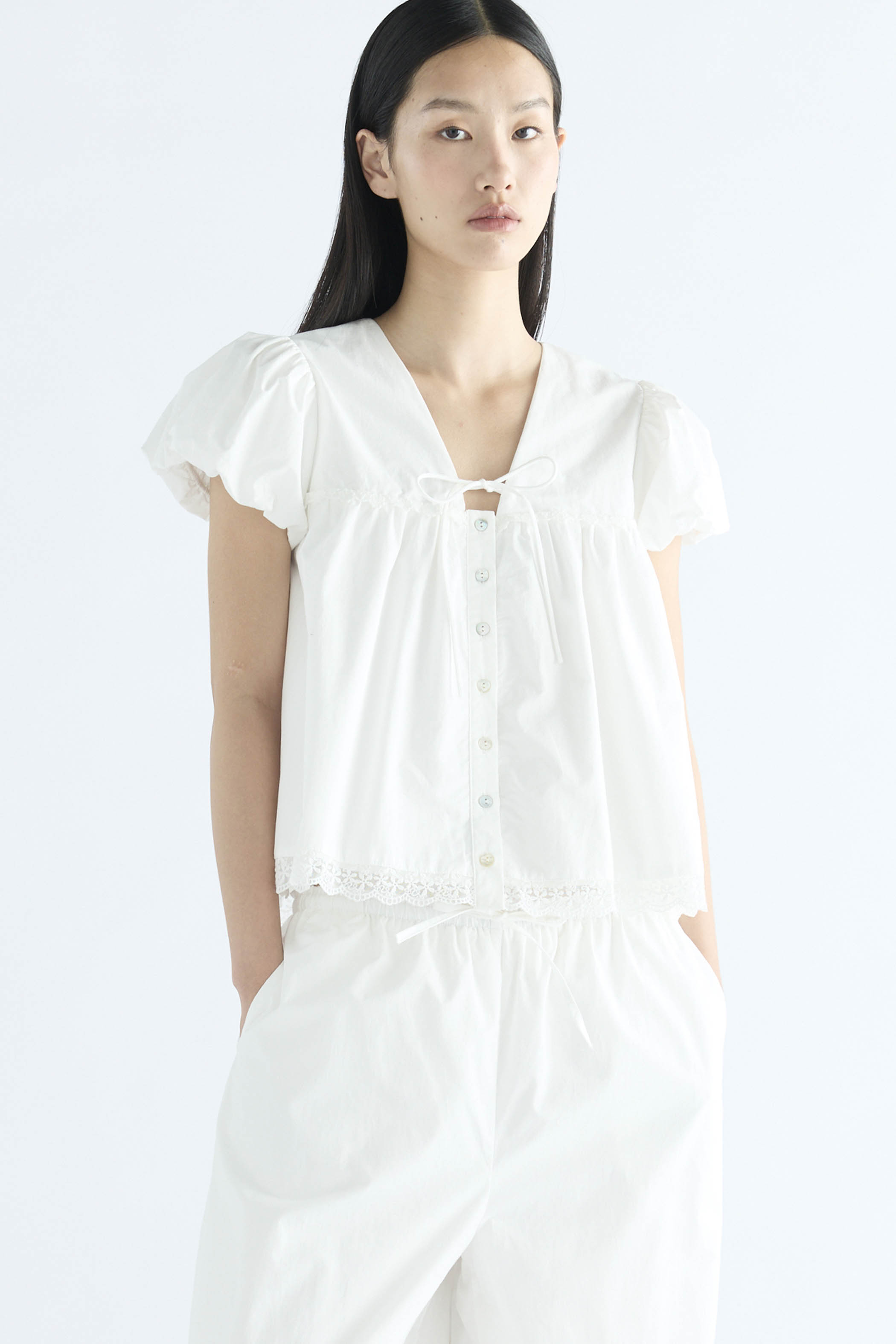 Bea Lace Trim Babydoll Top