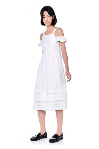 Loisa Cold-Shoulder Tuck Hem Dress 