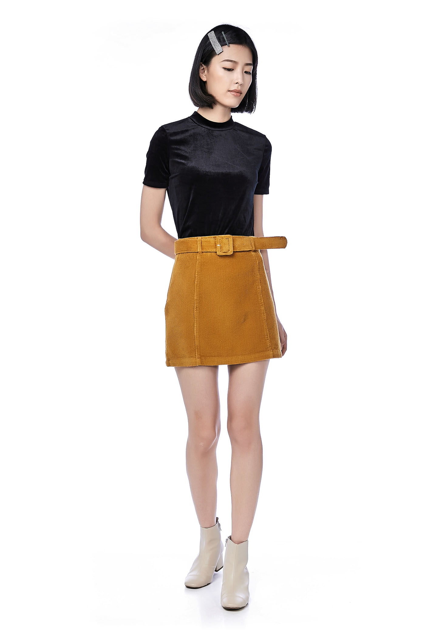 Ekali Belted Corduroy Skirt 