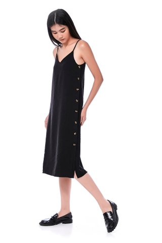 Jayda Side-Button Slip Dress 