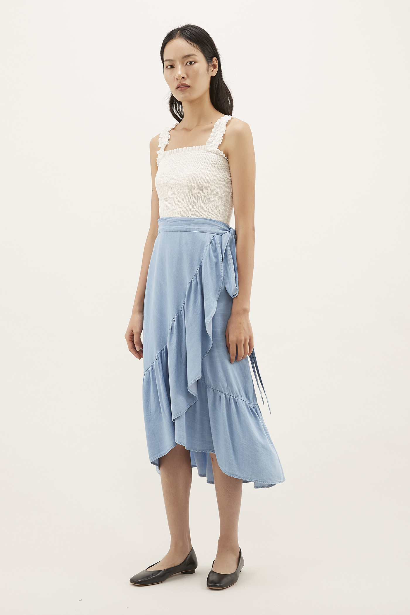 Sharina Frill-hem Wrap Skirt 