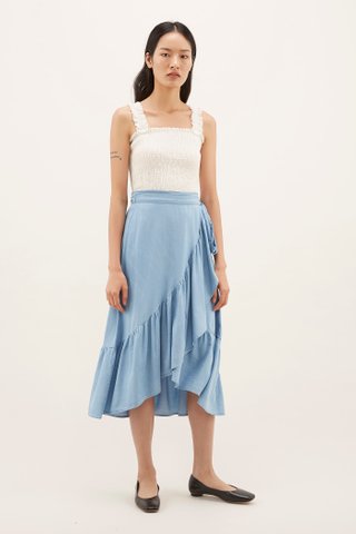 Sharina Frill-hem Wrap Skirt 