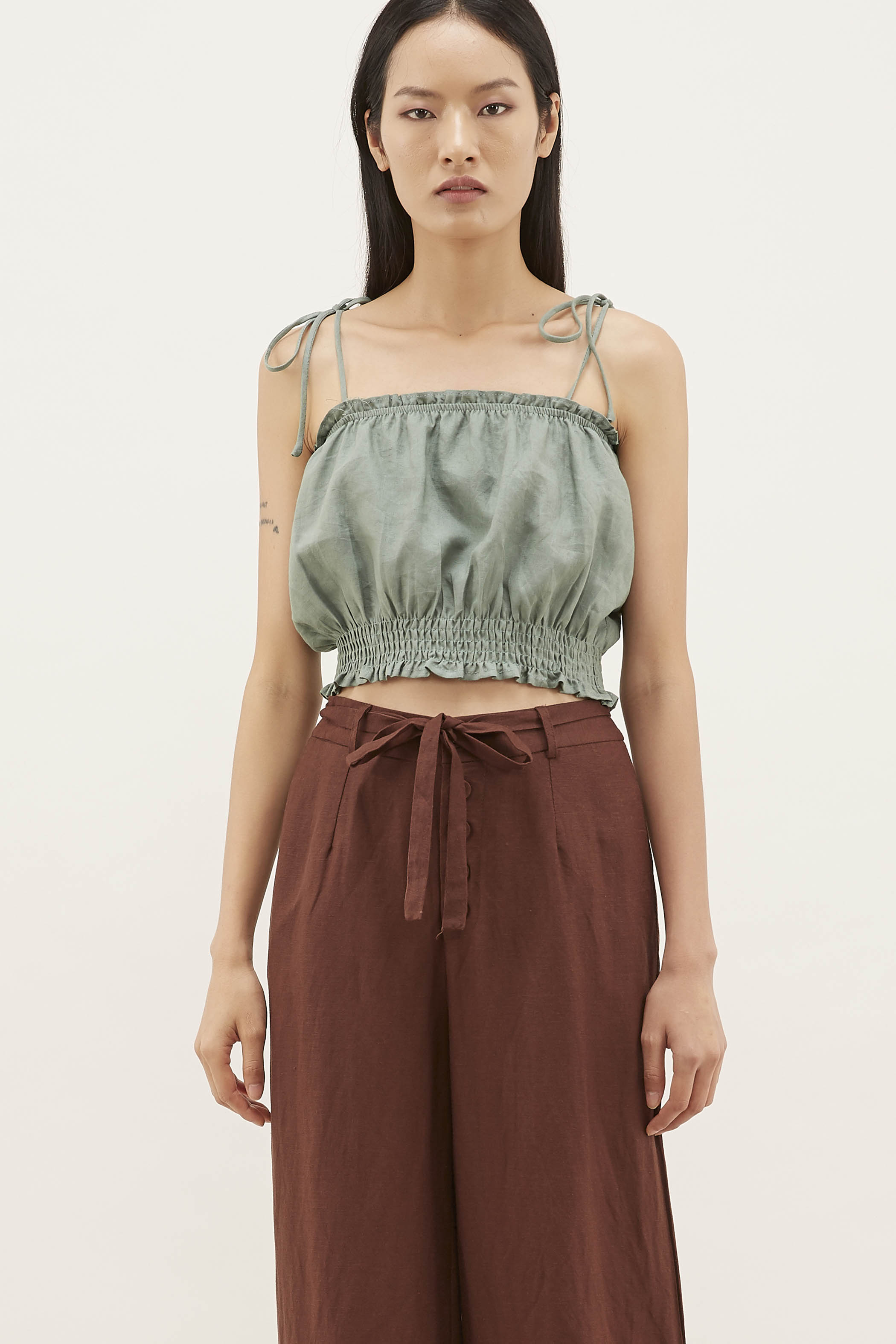 Lany Smock-Waist Crop Top 