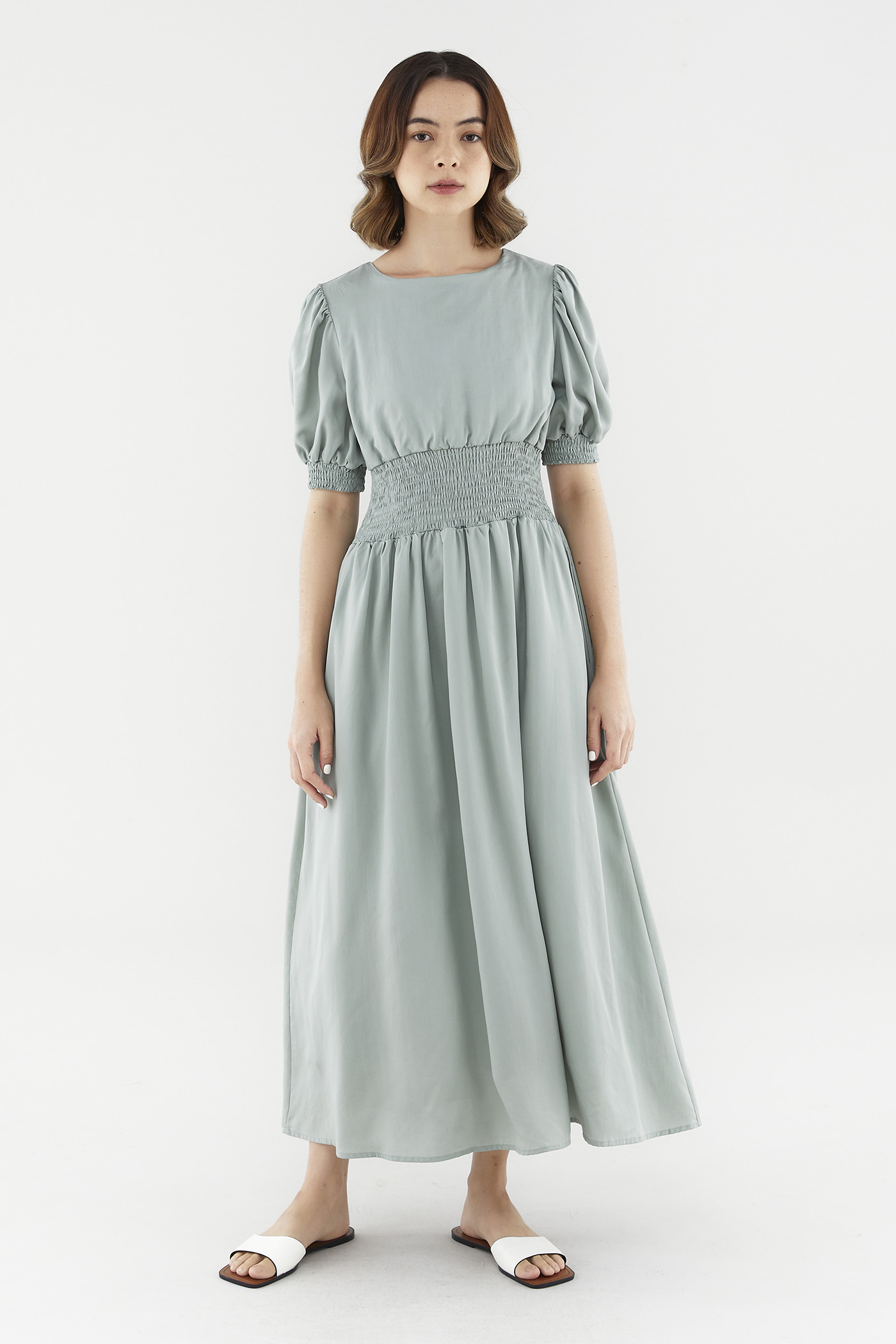 Brenna Shirred Midi Dress