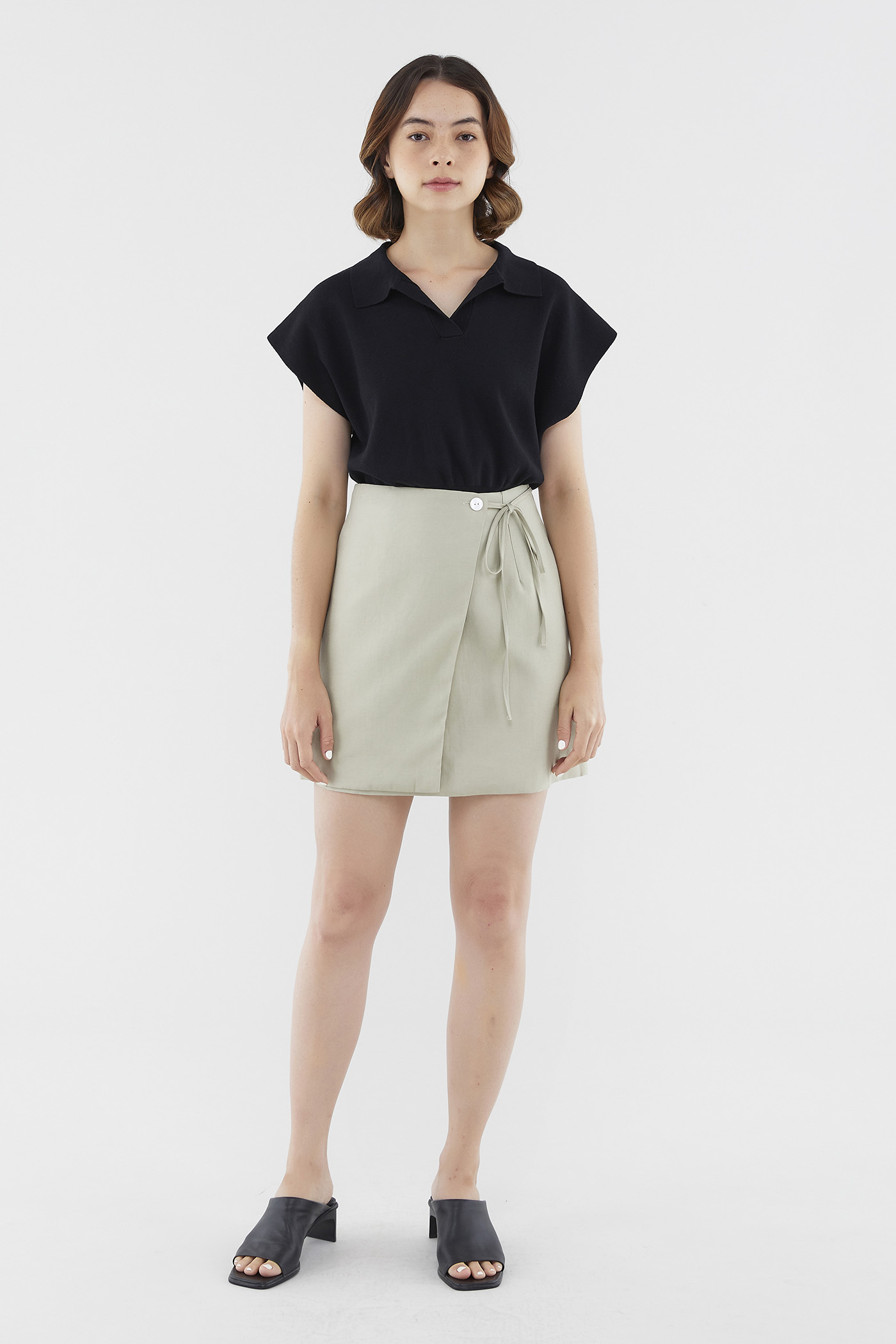 Kelsey Wrap-Front Mini Skirt