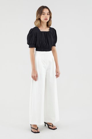 Myrtle Puff-Sleeve Cropped Blouse