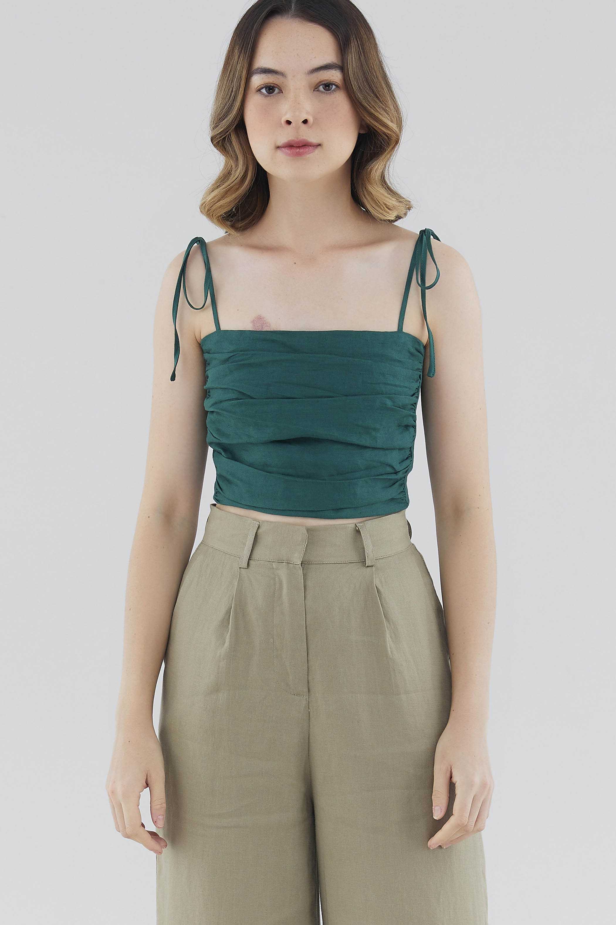 Palmer Linen Pleated Top
