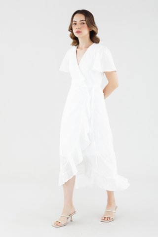 Valia Broderie Frill-trim Wrap Dress