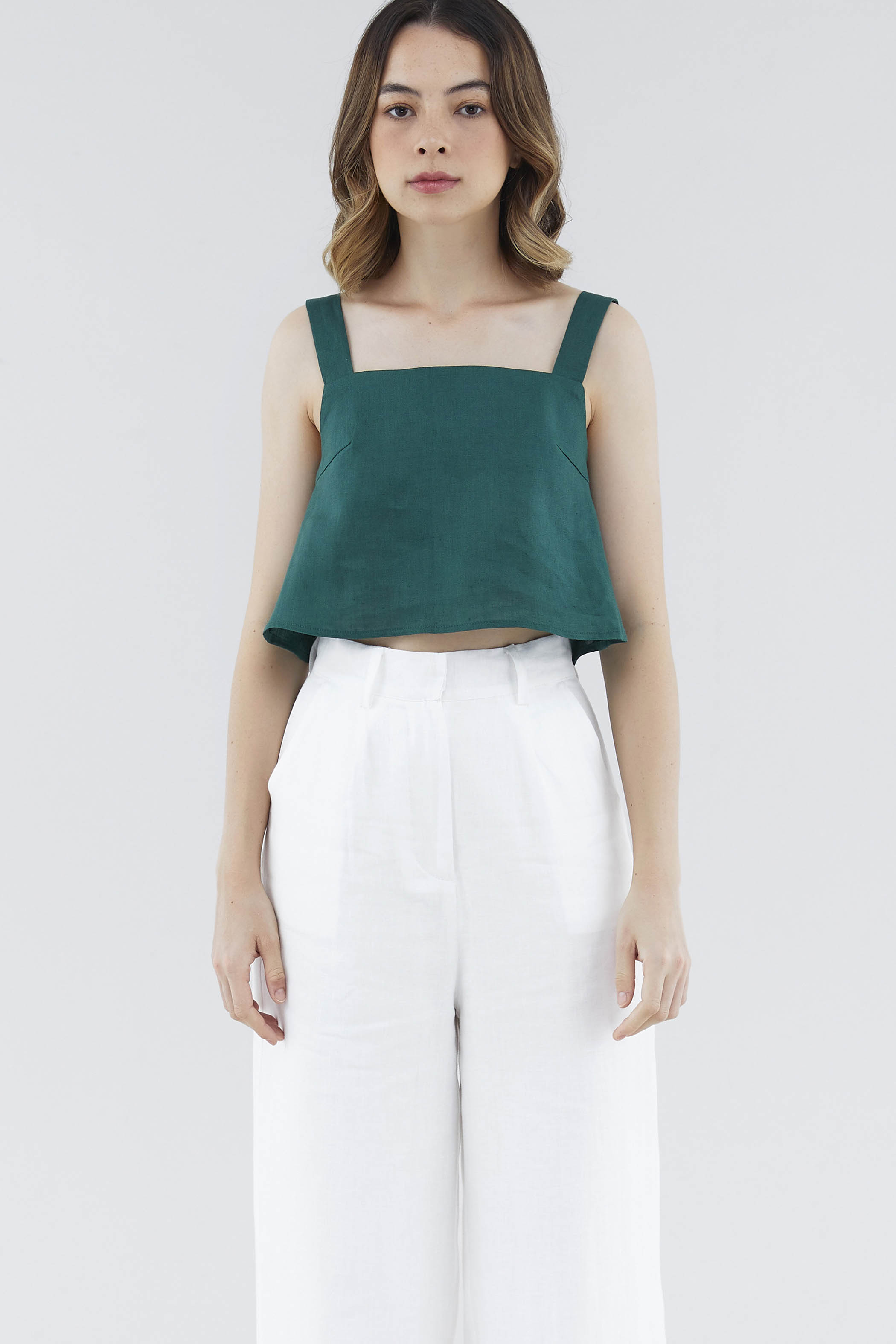 Kathryn Linen Cropped Top